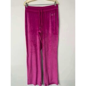 Juicy Couture Pink Velour Rhinestone Logo Sleepwear Lounge Pants Womens Large